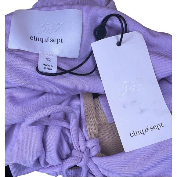 Cinq a Sept Janis Square Neck Pale Iris MIDI Dress NWT Size 12 - Picture 10 of 11